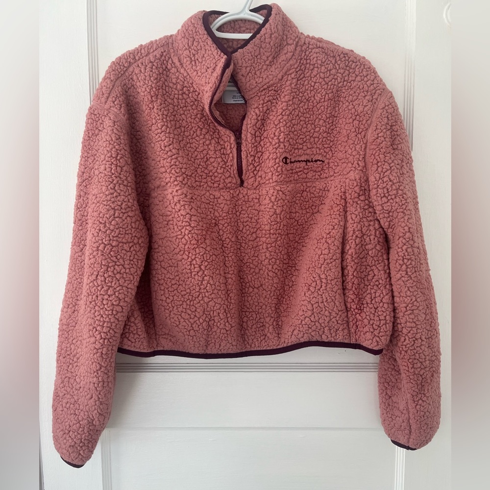 Champion Cropped Sherpa 1/4 Zip Pullover